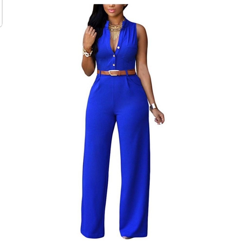 Royal Blue Belted Jumpsuit